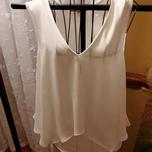 White Sleeveless Flutter Top  Size L